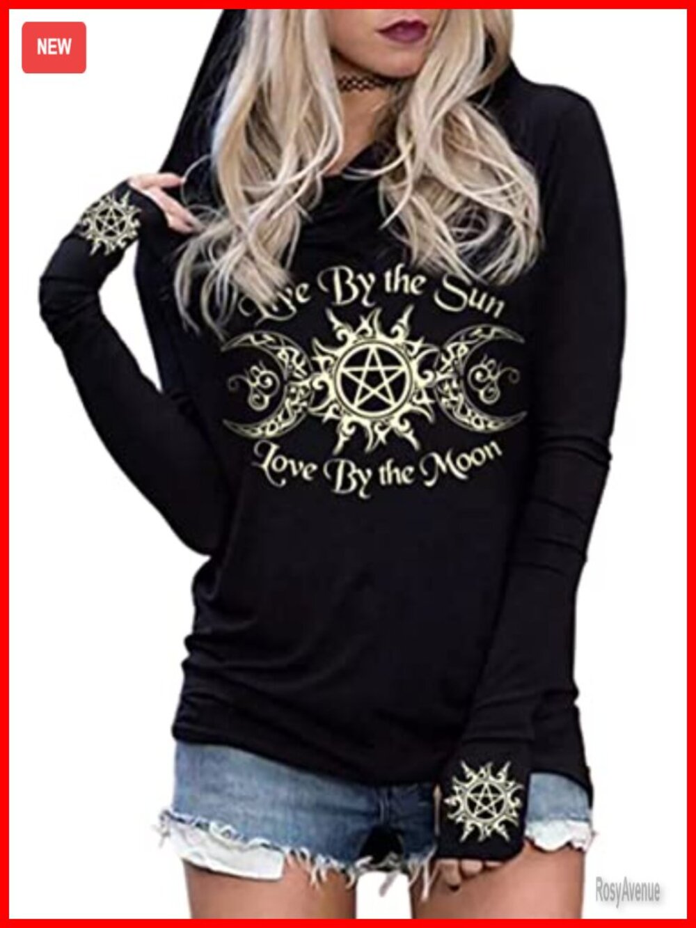 Sun Moon Graphic Hoodie Women's Casual Long Sleeve Pullover Sweatshirt